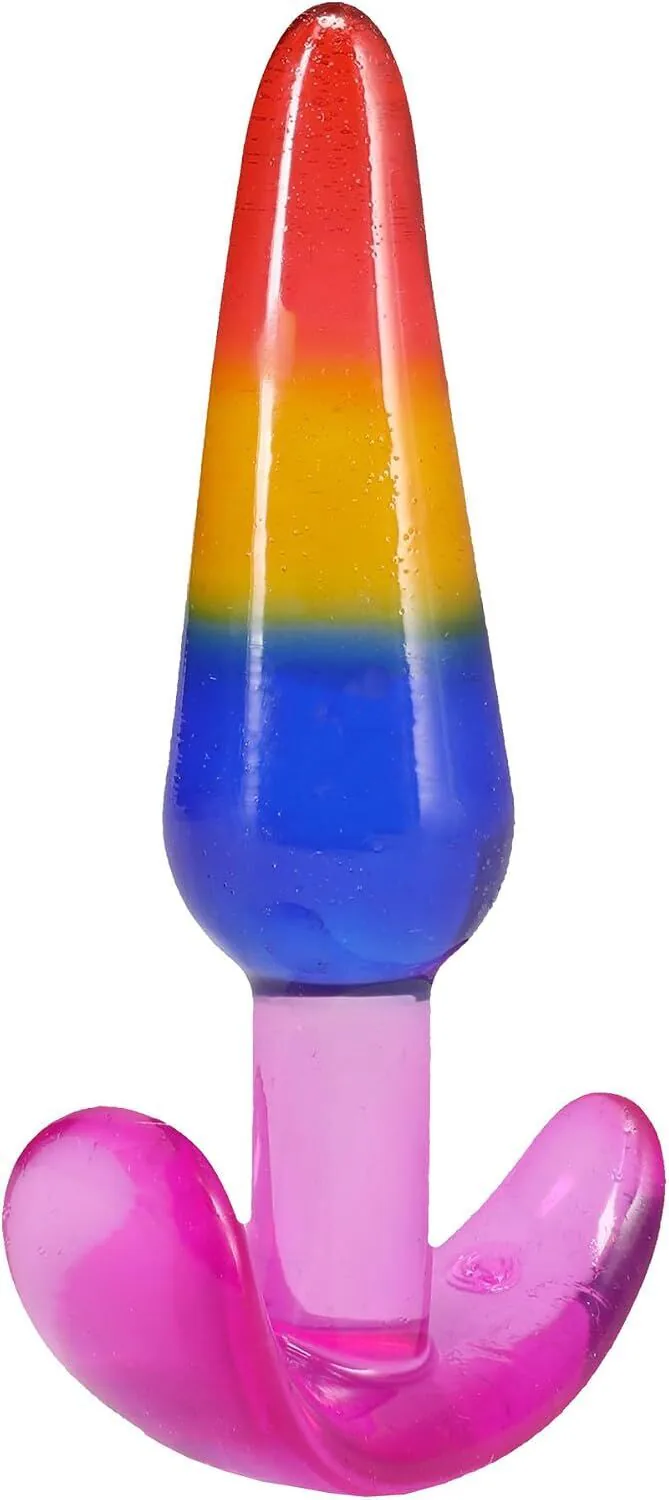 Набор анальных пробок Doc Johnson Crystal Jellies - Anal Trainer Set - Rainbow (мятая упаковка!!!)