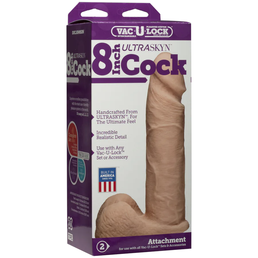 Фаллоимитатор Doc Johnson Vac-U-Lock - 8 Inch ULTRASKYN Cock White (мятая упаковка!!!)