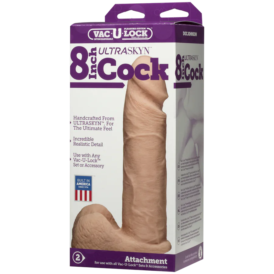 Фаллоимитатор Doc Johnson Vac-U-Lock - 8 Inch ULTRASKYN Cock White (мятая упаковка!!!)
