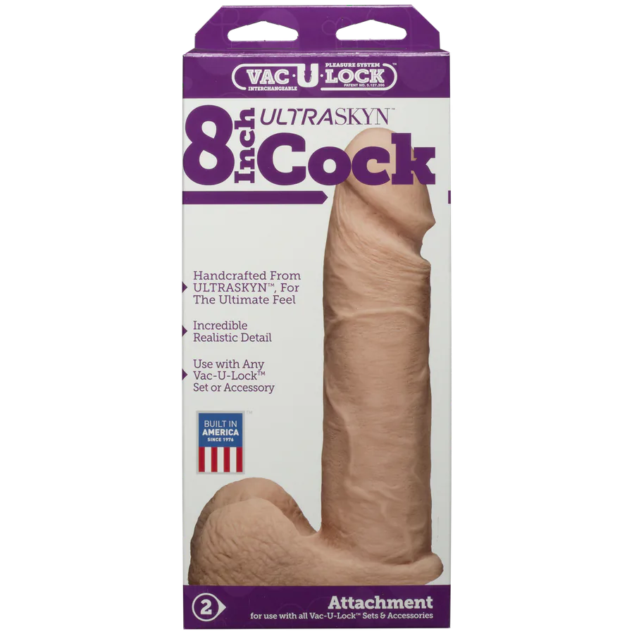 Фаллоимитатор Doc Johnson Vac-U-Lock - 8 Inch ULTRASKYN Cock White (мятая упаковка!!!)