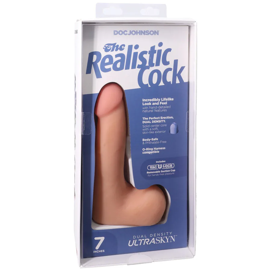 Фаллоимитатор Doc Johnson The Realistic Cock ULTRASKYN 7 Inch with Balls Vanilla (мятая упаковка!!!)