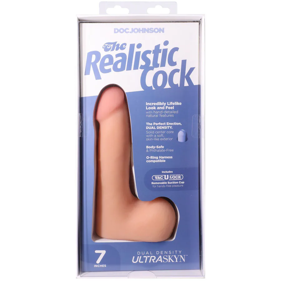 Фаллоимитатор Doc Johnson The Realistic Cock ULTRASKYN 7 Inch with Balls Vanilla (мятая упаковка!!!)