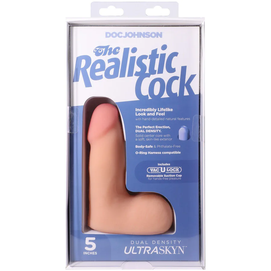 Фалоімітатор Doc Johnson The Realistic Cock ULTRASKYN - 5" with Balls Vanilla (надрив паковання!!!)