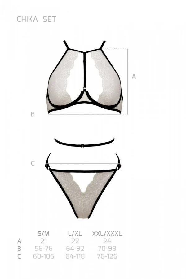 Комплект белья Passion CHIKA SET, S/M, cream, топ, трусики