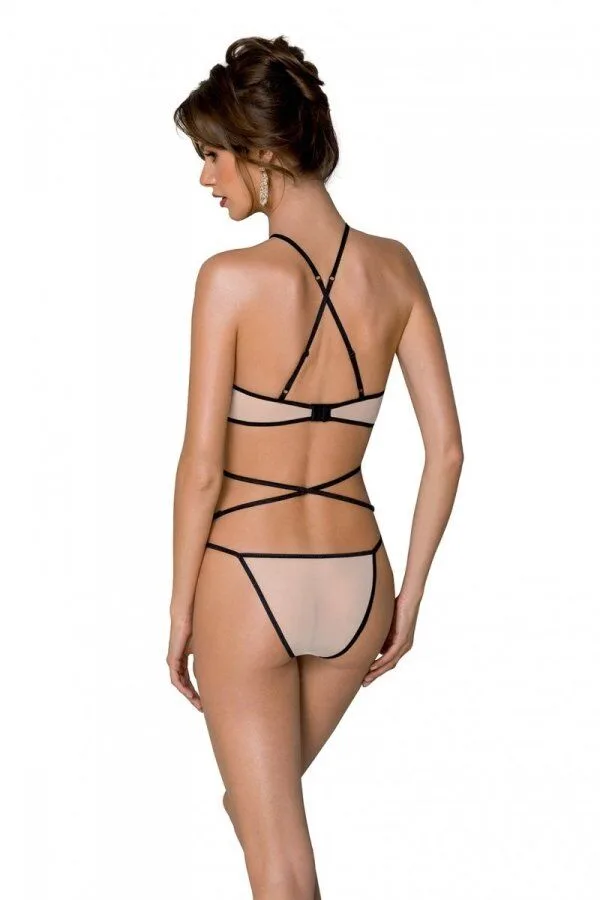 Комплект белья Passion CHIKA SET, S/M, cream, топ, трусики