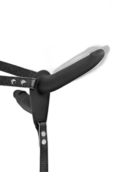 Подвійний страпон з вібрацією Fetish Tentation Vibrating Strap-On with Double Dildo Black