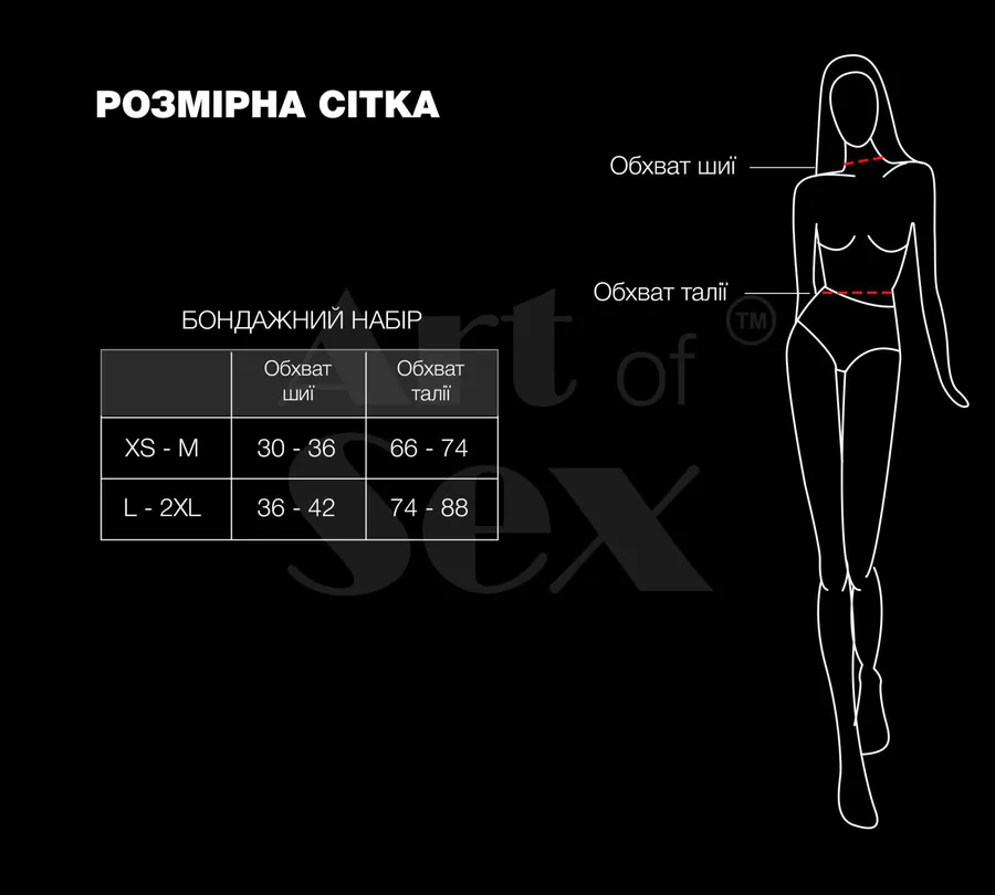 Бондажный набор Art of Sex - Shandy XS-M, экокожа, черный