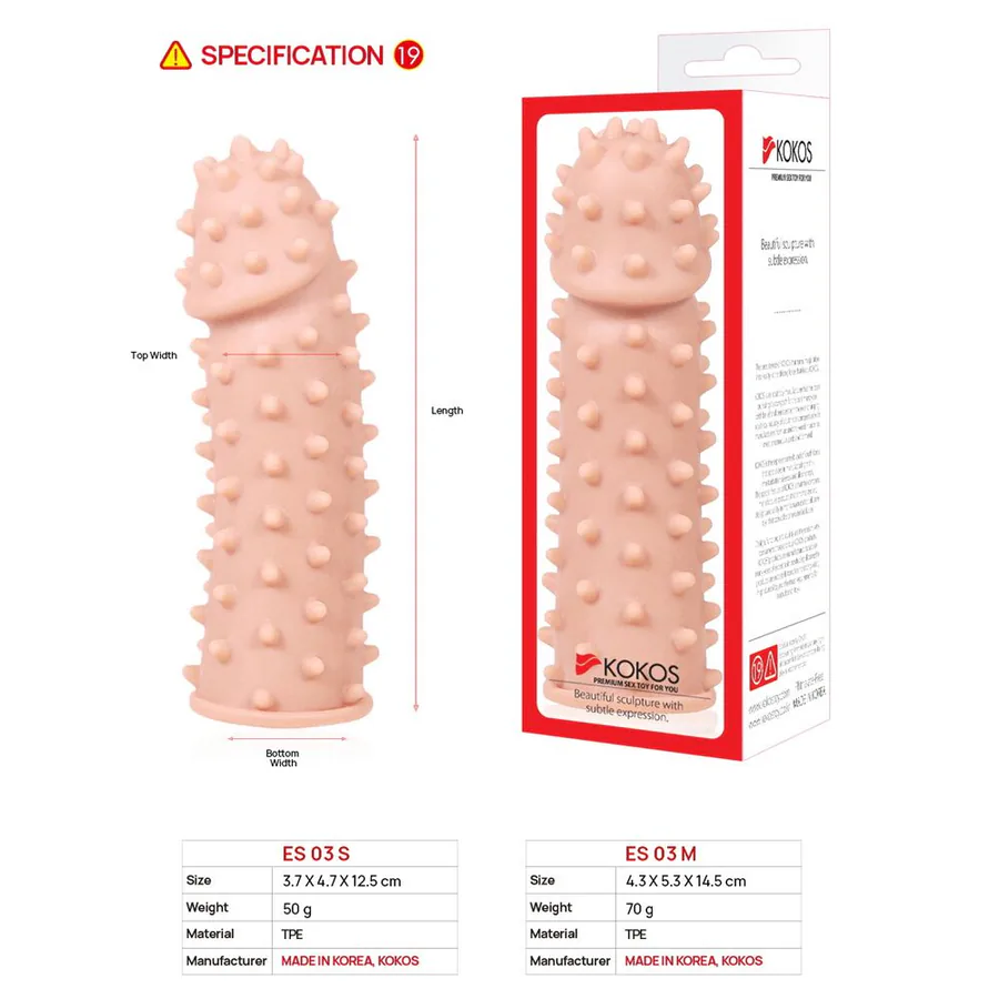 Насадка на член Kokos Extreme Sleeve ES.03 розмір S, потовщувальна, стимулюючий рельєф