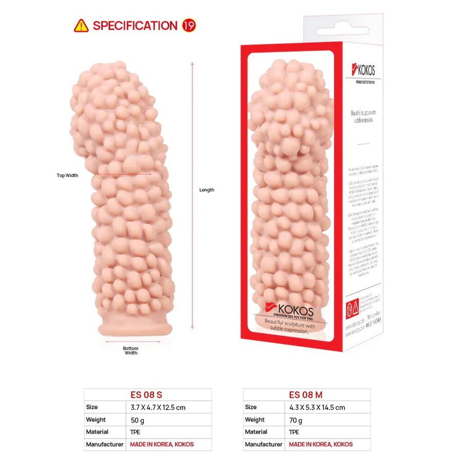 Насадка на член Kokos Extreme Sleeve ES.08 размер S, утолщающая, стимулирующий рельеф
