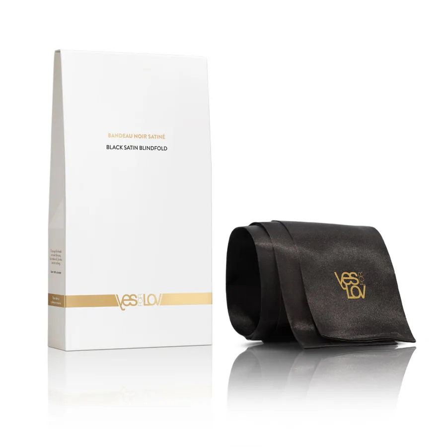 Сатиновая повязка на глаза YESforLOV BLACK SATIN BLINDFOLD (мятая упаковка!!!)