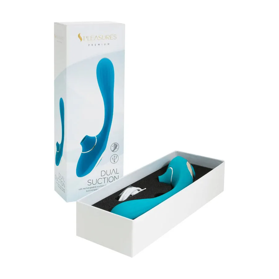 Вібратор S Pleasures Dual Suction - Turquoise