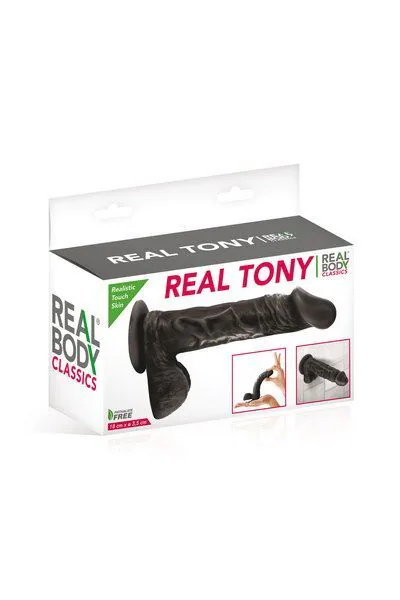 Фаллоимитатор Real Body - Real Tony Black, TPE, диаметр 3,5см (надорвана упаковка!!!)