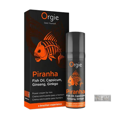 Крем для усиления эрекции Orgie Piranha 15 мл, жир пираньи, женьшень, гинкго билоба и перец чили