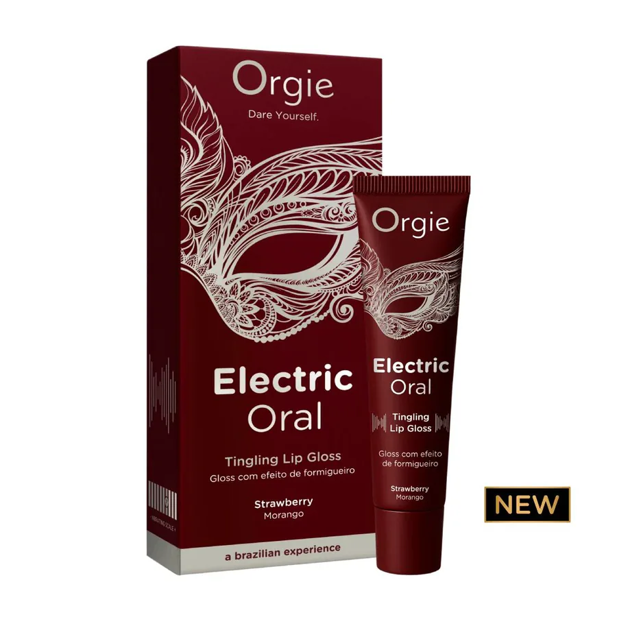 Віброблиск для губ Orgie Electric Oral Lips Gloss Strawberry 10 мл, з ефектом поколювання