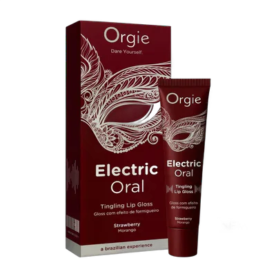 Виброблеск для губ Orgie Electric Oral Lips Gloss Strawberry 10 мл, с эффектом покалывания