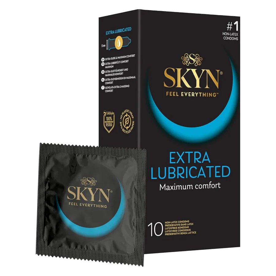 Безлатексные премиум-презервативы SKYN Extra Lubricated 10 шт, ультратонкие, на 40 % больше смазки