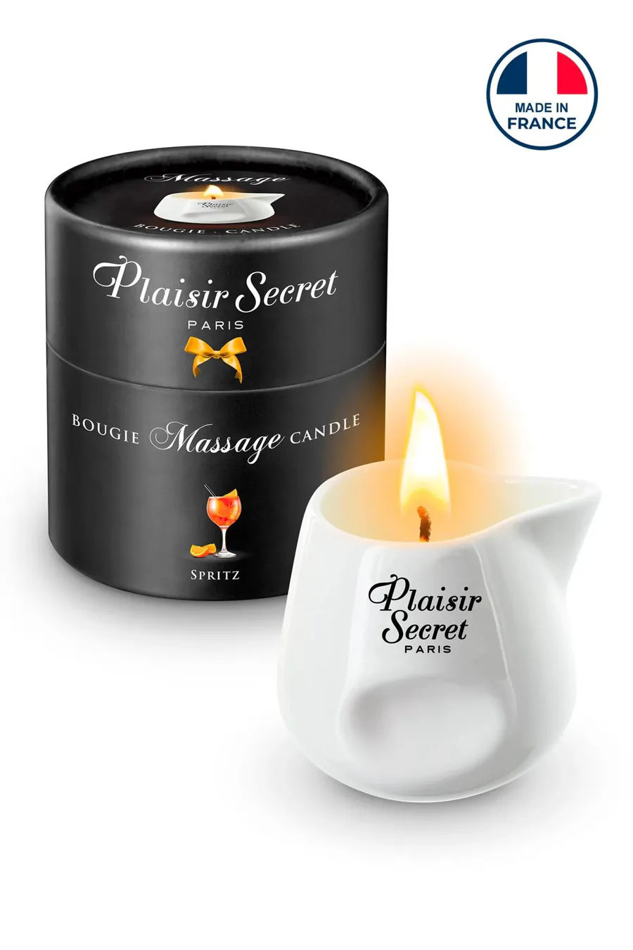 Масажна свічка Plaisirs Secrets Spritz  (80 мл) подарункове паковання, керамічний посуд