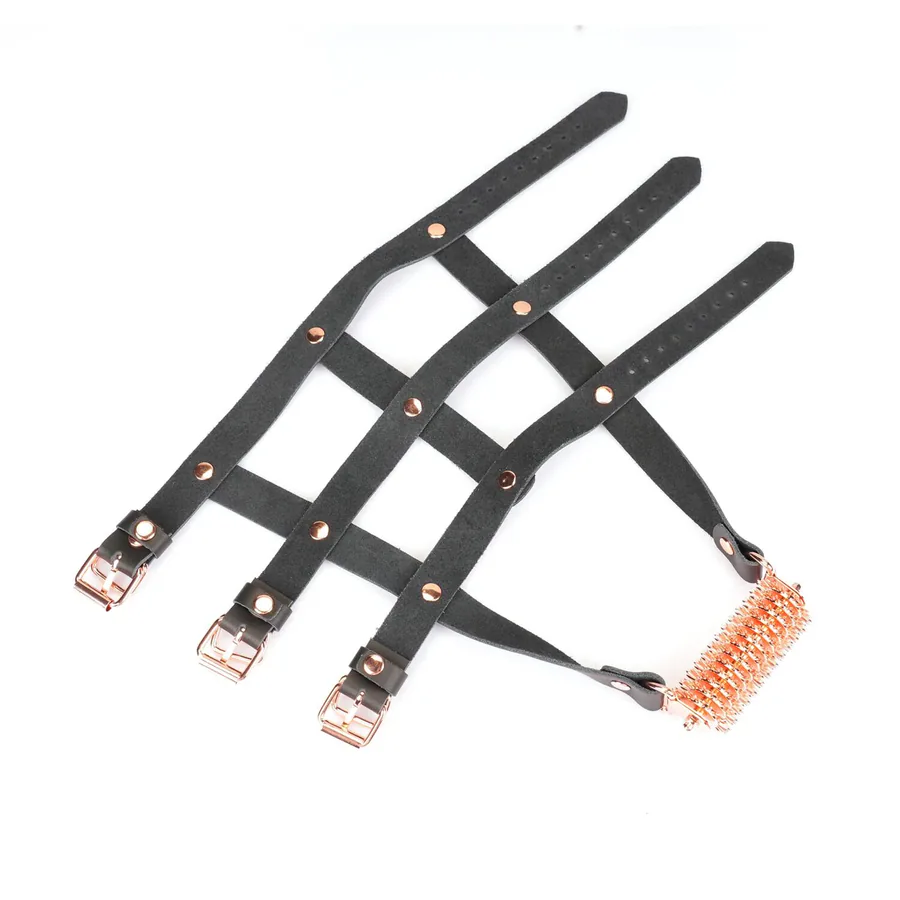 Шкіряна портупея для гомілкостопу зі шпорамиLiebe Seele Leather High Heel Ankle Harness Rose Gold