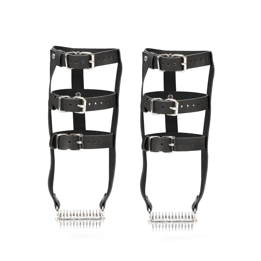 Шкіряна портупея для гомілкостопу зі шпорами Liebe Seele Leather High Heel Ankle Harness Silver