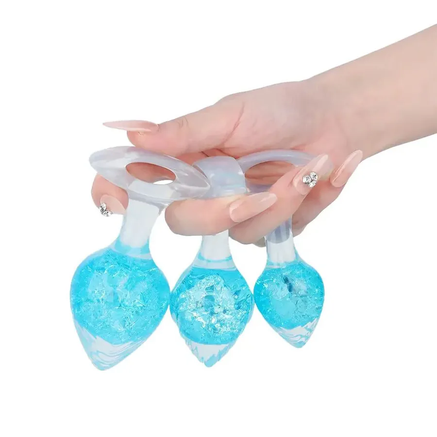Анальна пробка Liebe Seele Heart-shaped Crystal Anal Plug - Blue Small