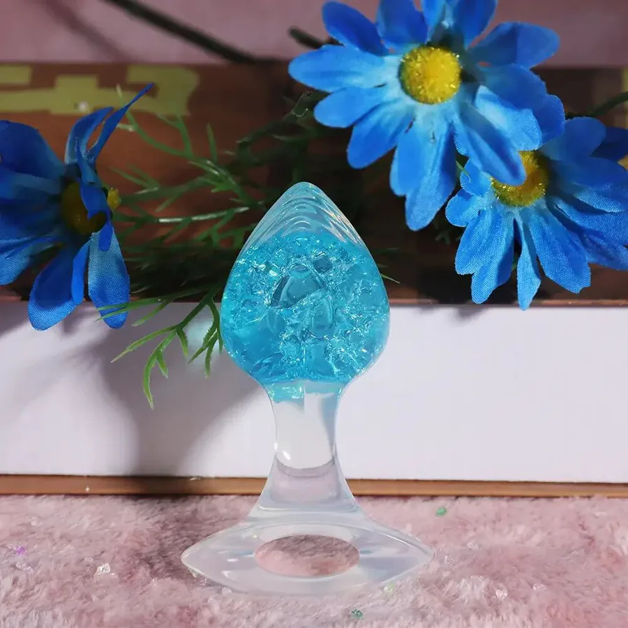 Анальная пробка Liebe Seele Heart-shaped Crystal Anal Plug - Blue Medium