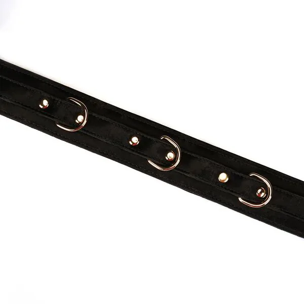 Нашийник з повідцем Liebe Seele Boudoir Amor Collar with Leash Black, три кільця