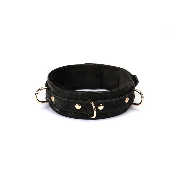 Нашийник з повідцем Liebe Seele Boudoir Amor Collar with Leash Black, три кільця