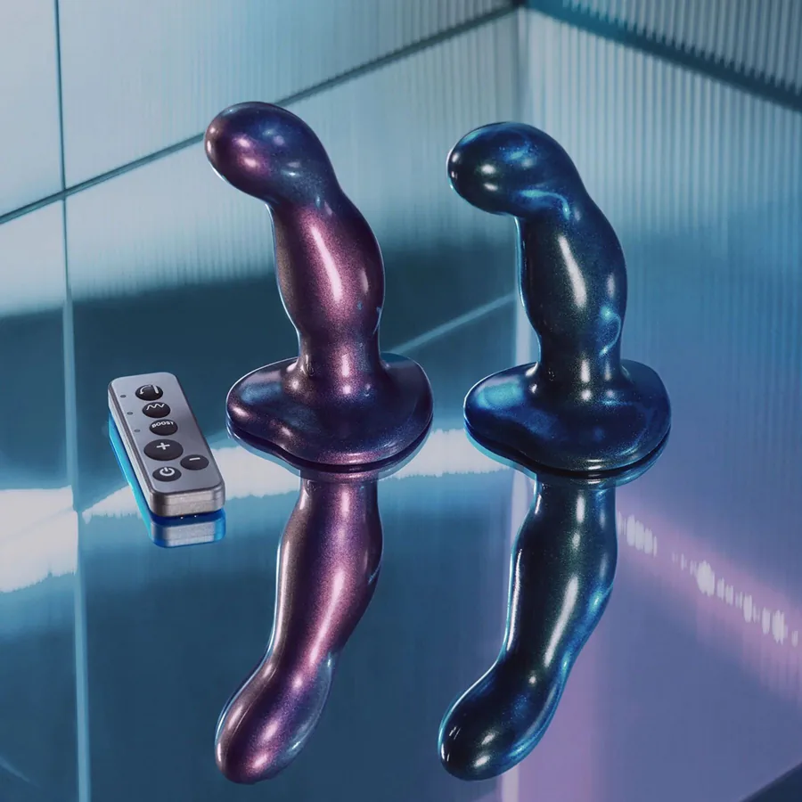 Дилдо з вібрацією Strap-On-Me FINGERING & VIBRATING DILDO - M - BLUE, з манливим рухом