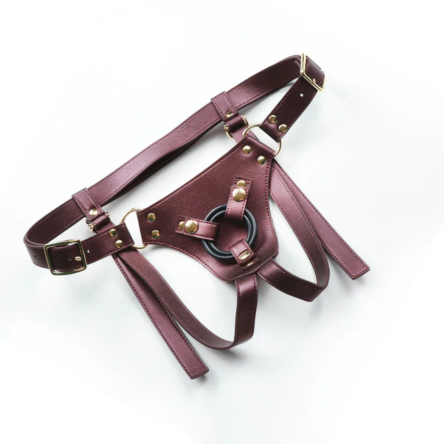 Трусики для страпона Strap-On-Me Harness Generous Aubergine, One Size, искусственная кожа, регулируемые ремни, сменные крепления д