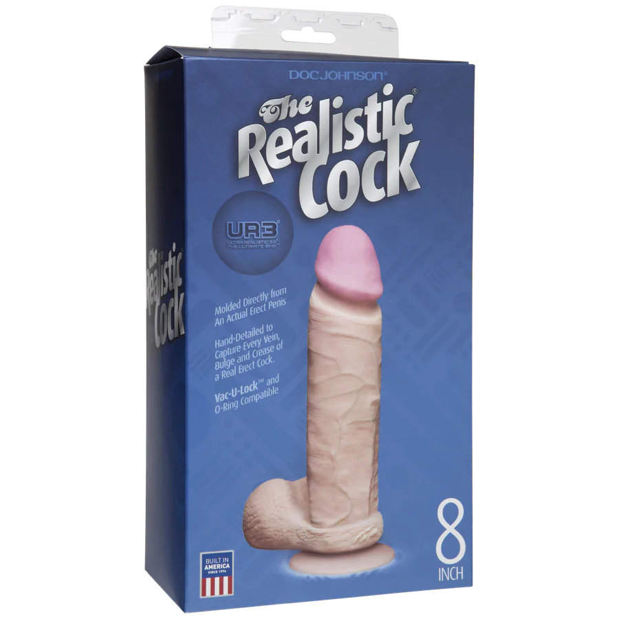 Фалоімітатор Doc Johnson The Realistic Cock 8 inch White - ULTRASKYN, Vack-U-Lock (м'яте паковання!!!)