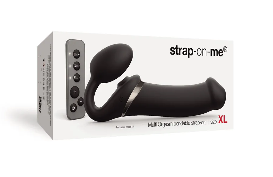 Безремінний вібрострапон з вакуумною стимуляцією Strap-On-Me MULTI ORGASM Black XL (м'яте паковання!!!)