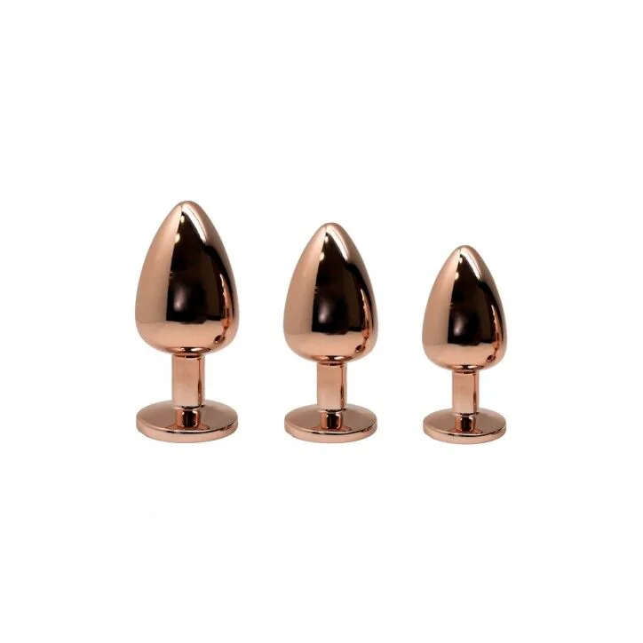 Металлическая анальная пробка Wooomy Tralalo Rose Gold Metal Plug Magenta L, диаметр 4 см, длина 9см