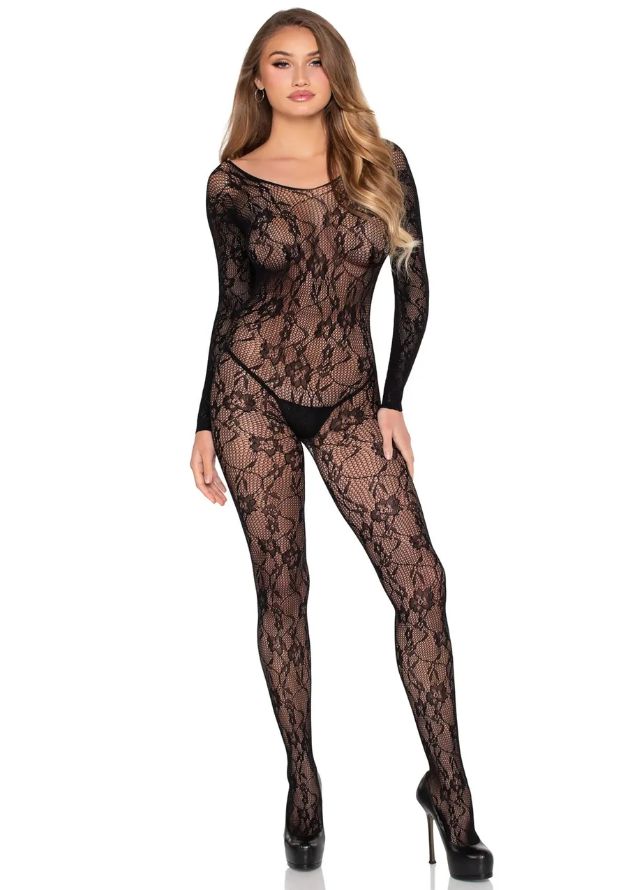 Бодістокінг Leg Avenue Crotchless Fishnet Bodystocking One Size Black