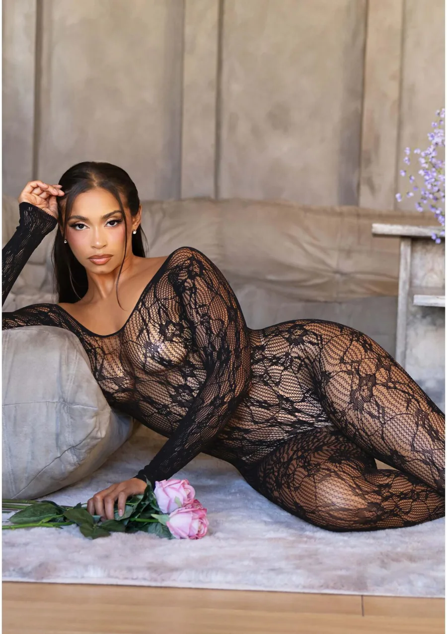 Бодістокінг Leg Avenue Crotchless Fishnet Bodystocking One Size Black
