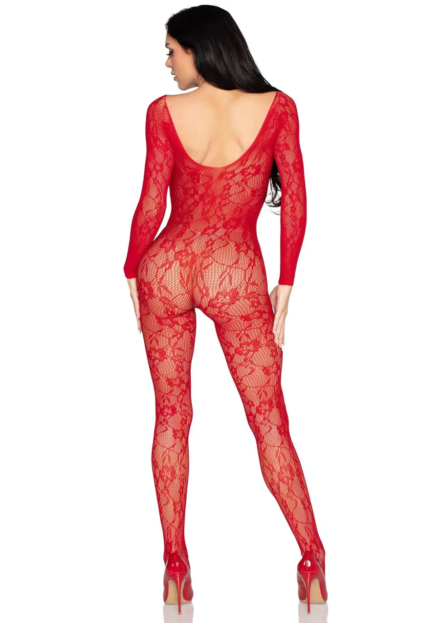 Бодістокінг Leg Avenue Crotchless Fishnet Bodystocking One Size Red