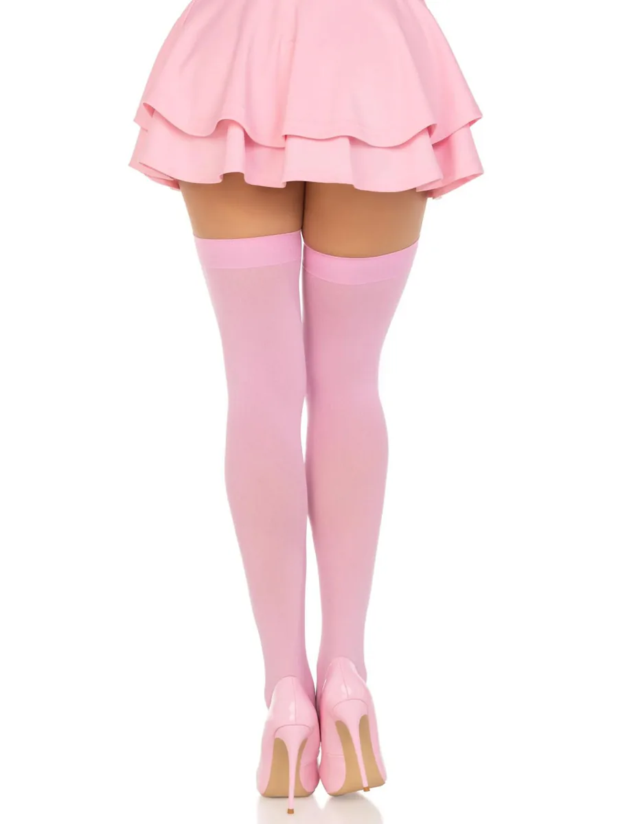 Щільні непрозорі панчохи Leg Avenue Opaque Nylon Thigh Highs Pink, One Size