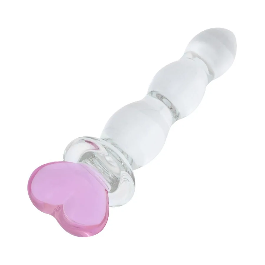 Скляний анальний ланцюжок Gildo Glass Butt Plug Heart Shape No. 35