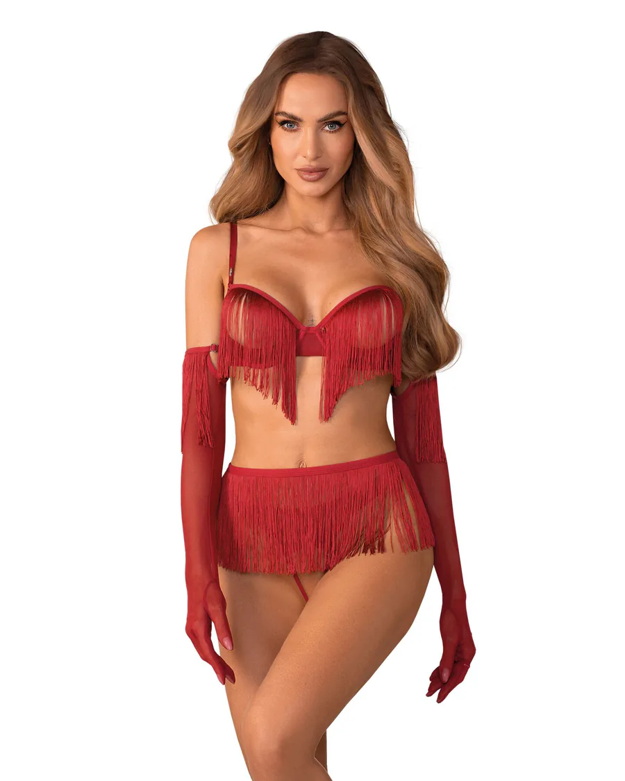 Комплект Obsessive Rossay Red 4-pcs crotchless set 2XL/3XL