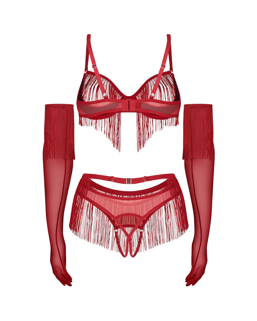 Комплект Obsessive Rossay Red 4-pcs crotchless set L/XL
