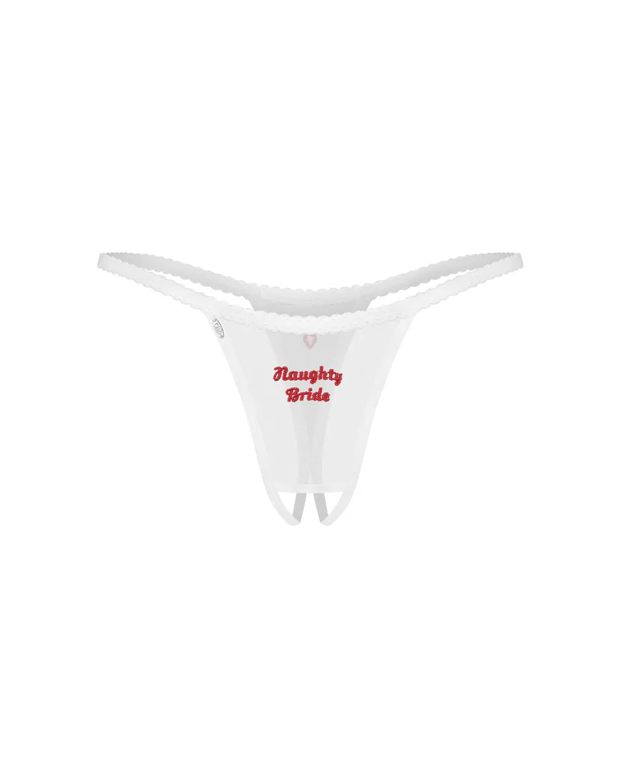 Трусики Obsessive Weddya Bride crotchless thong L/XL
