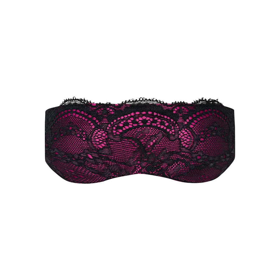 Атласна маска Obsessive Roseberry mask, pink, прикрашена мереживом, для сну