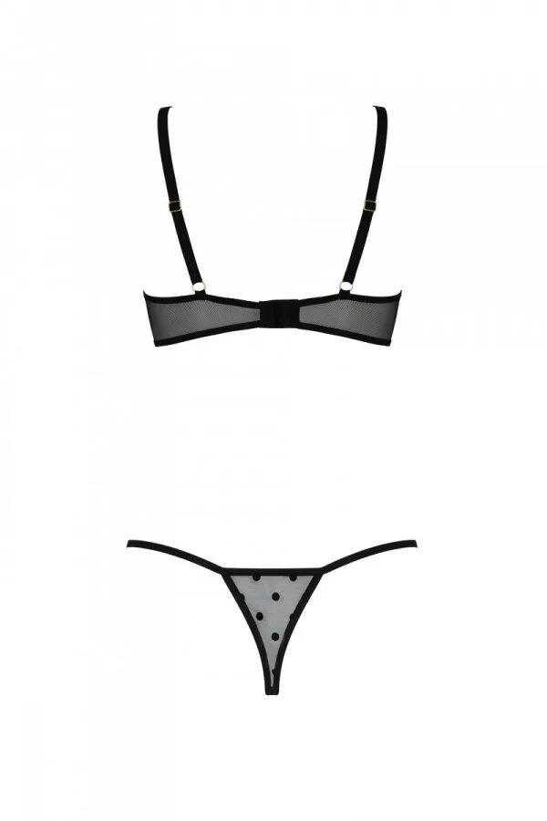 Эротический комплект Passion MARINA SET WITH OPEN BRA, XXL/XXXL, black, открытые чашки