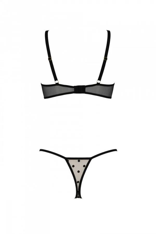 Эротический комплект Passion MARINA SET WITH OPEN BRA, XXL/XXXL, beige, открытые чашки