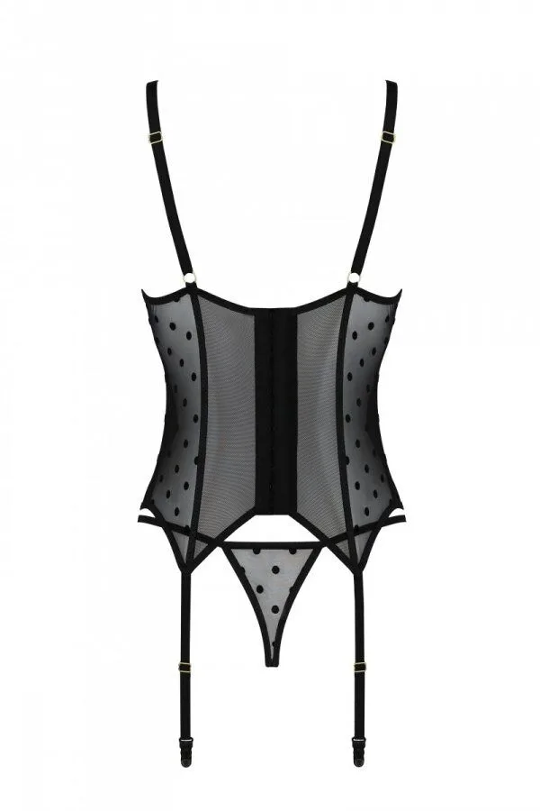 Корсет Passion MARINA CORSET, XXL/XXXL, black, з відкритими чашками