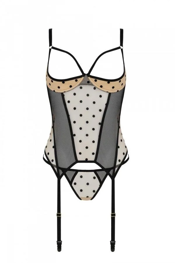 Корсет Passion MARINA CORSET, XXL/XXXL, beige, с открытыми чашками