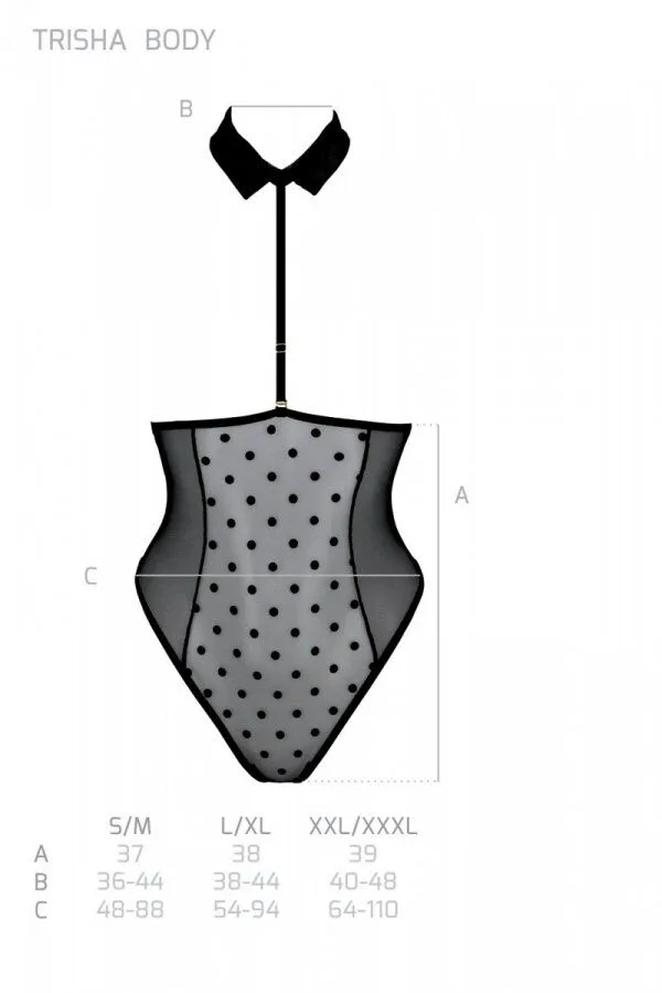 Эротическое боди Passion TRISHA BODY, XXL/XXXL, black, с открытыми чашками
