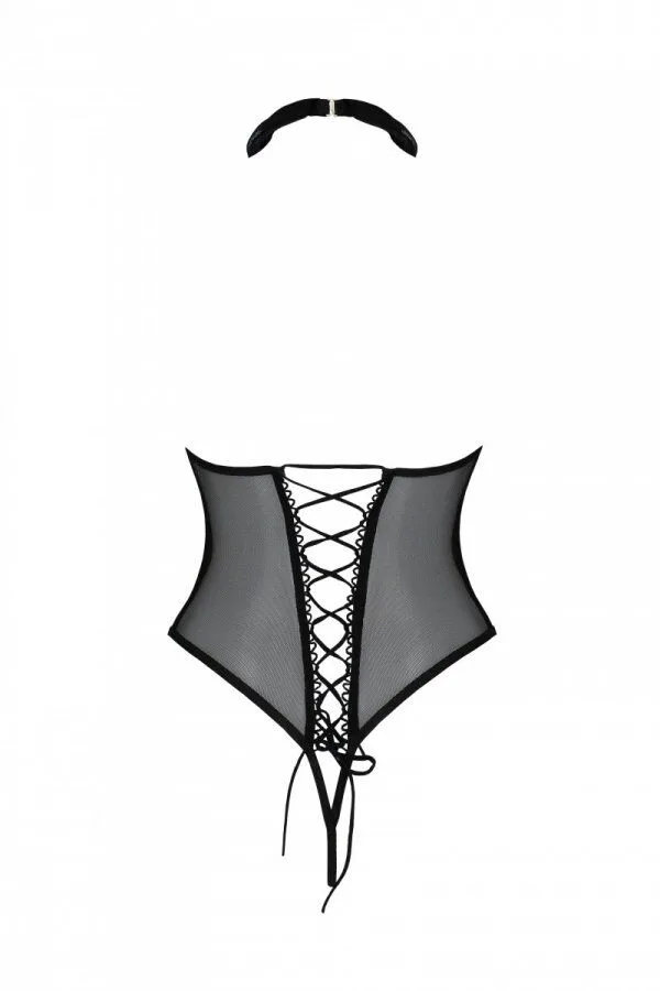 Эротическое боди Passion TRISHA BODY, XXL/XXXL, black, с открытыми чашками