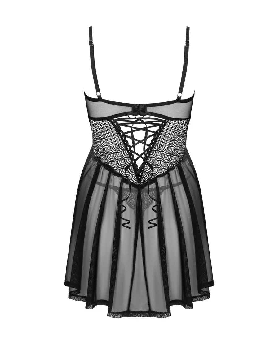 Эротический комплект Obsessive Chemeris babydoll & thong M/L, пеньюар и стринги
