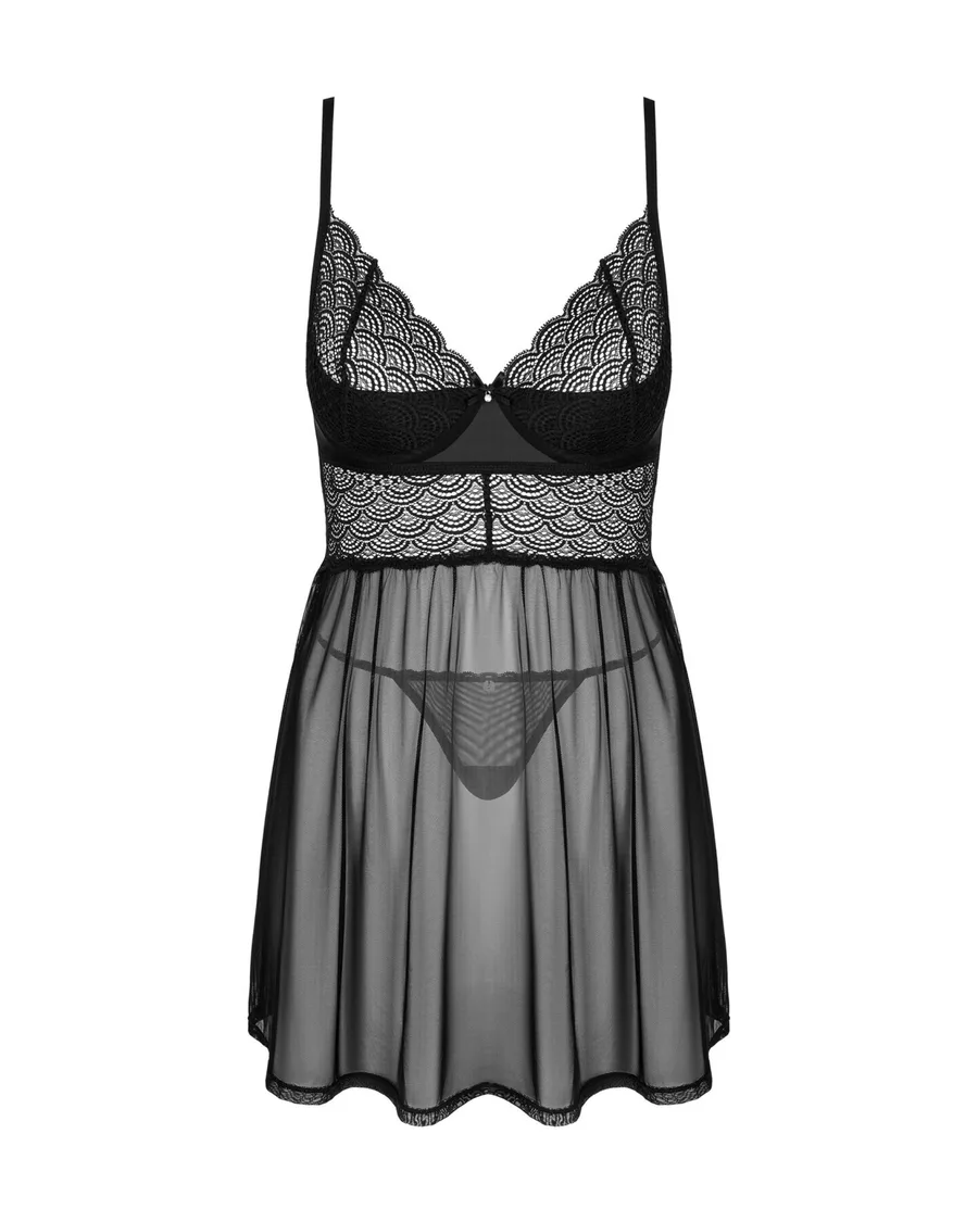 Эротический комплект Obsessive Chemeris babydoll & thong M/L, пеньюар и стринги