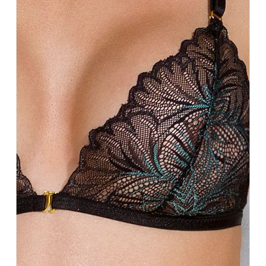Комплект с открытым доступом Passion DELIENA SET S/M black, лиф, стринги, пояс для чулок